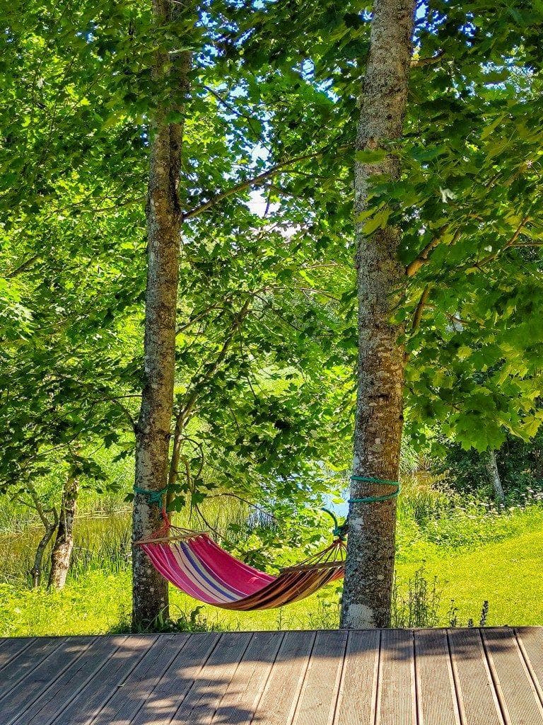 Jõe puhkemaja ümbruse looduslik joevaade suvel